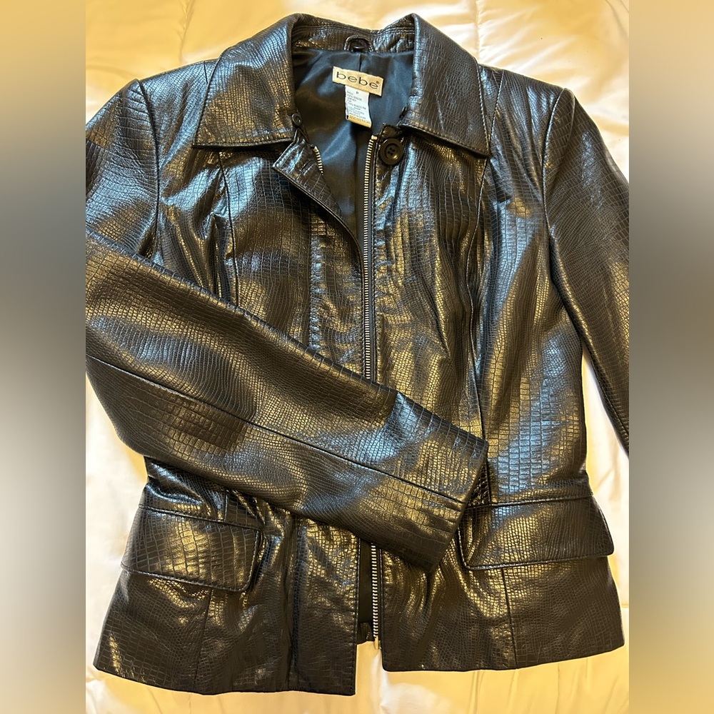Vintage BEBE Genuine Leather Jacket with Textured Finish